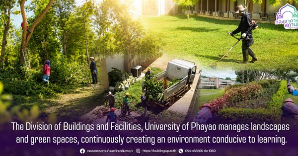 The Division of Buildings and Facilities, University of Phayao maintains landscapes and green spaces to foster a conducive learning environment.