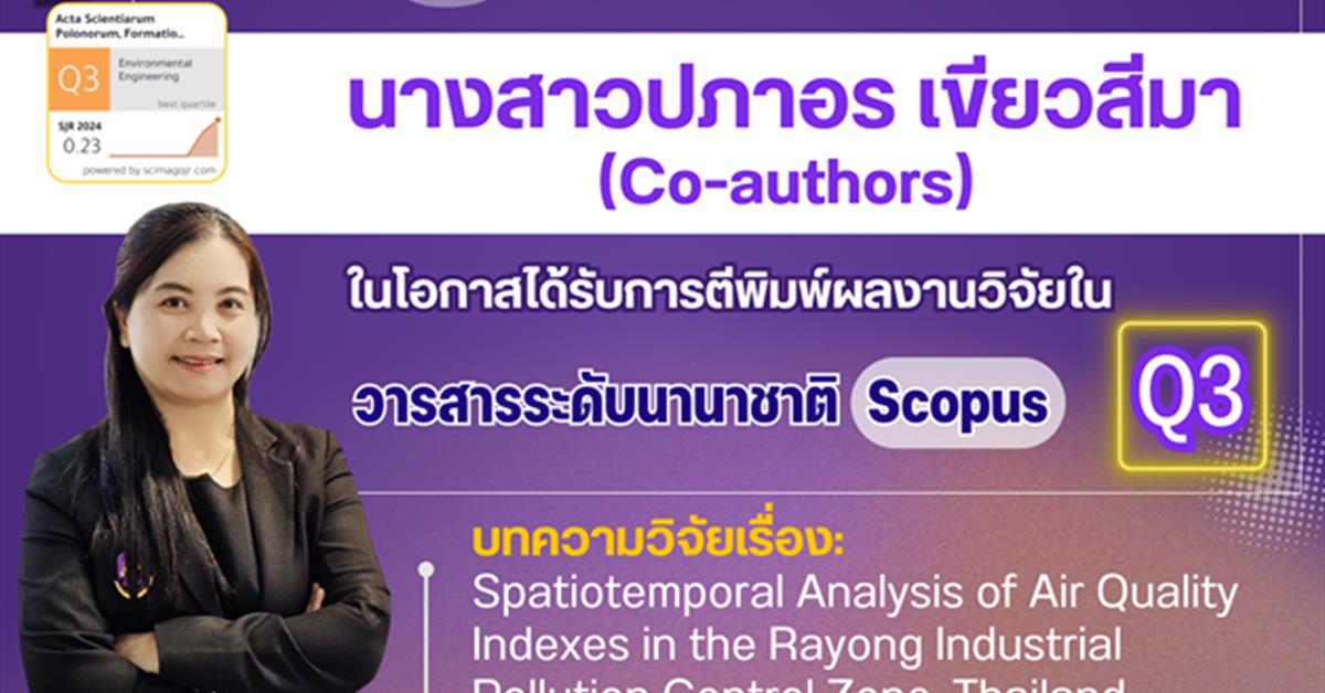 คณะทันตแพทยศาสตร์ มหาวิทยาลัยพะเยา ขอแสดงความยินดีกับ นางสาวปภาวร เขียวสีมา (Co-authors) ในโอกาสได้รับการตีพิมพ์ผลงานวิจัยในวารสารระดับนานาชาติ ฐานข้อมูล Scopus (Q3)