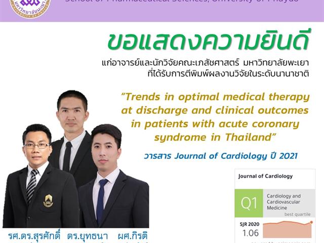Trends in optimal medical therapy at discharge and clinical outcomes in patients with	 acute coronary syndrome in Thailand 