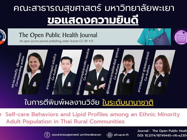 คณะสาธารณสุขศาสตร์ ขอแสดงความยินดี กับอาจารย์ที่ได้รับการตีพิมพ์ผลงานในระดับนานาชาติ