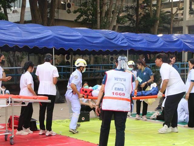 คณะสาธารณสุขศาสตร์ม คำเนินโครงการสำนักงานสีเขียว (Green Office) ภายใต้กิจกรรมอบรมเชิงปฏิบัติการ “ฝึกซ้อมการตอบโต้ภาวะฉุกเฉินกรณีเหตุเพลิงไหม้” 