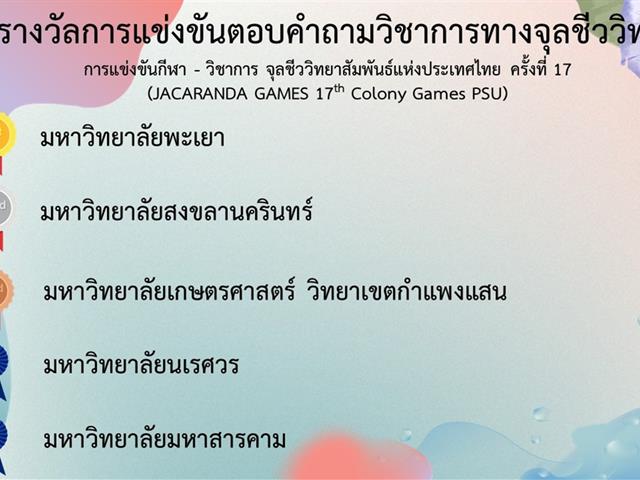 คณะวิทยาศาสตร์การแพทย์, จุลชีววิทยา, Colony Games