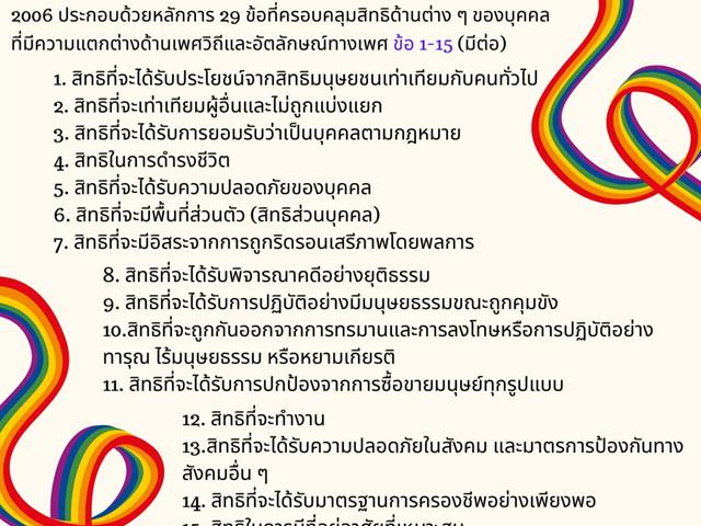 หลักการยอกยากาตาร์ (Yogyakarta Principles) ว่าด้วยการใช้กฎหมายสิทธิมนุษยชนระหว่างประเทศในประเด็นวิถีทางเพศและอัตลักษณ์ทางเพศ