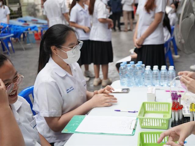 AHS Hall as a venue for Blood Donation Scheme with the quote of “SLF; Unite for Blood, Give blood, Give life, 12th anniversary”