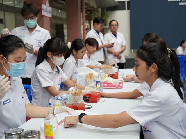 AHS Hall as a venue for Blood Donation Scheme with the quote of “SLF; Unite for Blood, Give blood, Give life, 12th anniversary”