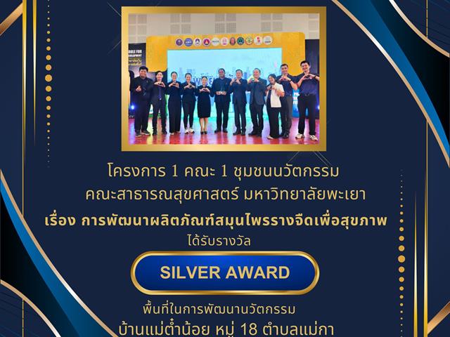      โครงการ 1 คณะ 1 ชุมชนนวัตกรรม คณะสาธารณสุขศาสตร์ ได้รับรางวัล Silver Award