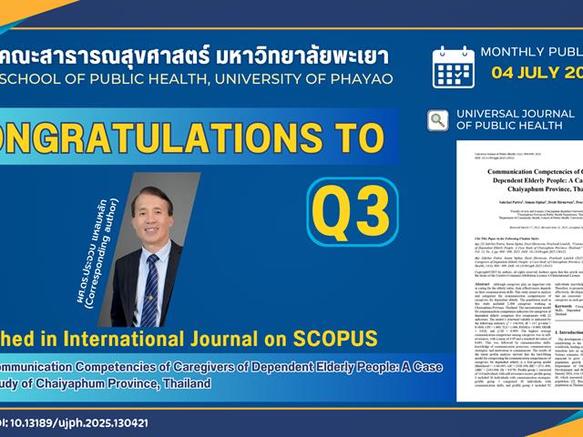 ขอแสดงความยินดีกับ ผู้ช่วยศาสตราจารย์ ดร.ประจวบ แหลมหลัก คณะสาธารณสุขศาสตร์ ที่ได้รับการตีพิมพ์ในวารสารระดับนานาชาติ (Q3)