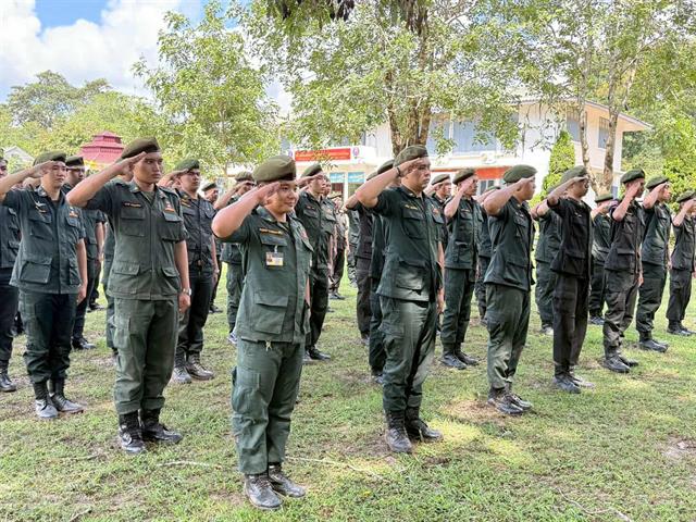 หน่วยวิชาทหาร นำนักศึกษาวิชาทหารเข้ารับการฝึกภาคปกติ 