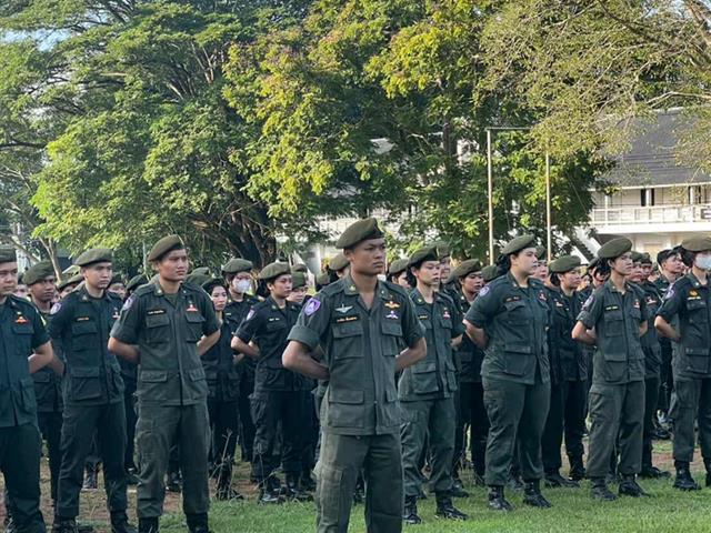 หน่วยวิชาทหาร นำนักศึกษาวิชาทหารเข้ารับการฝึกภาคปกติ 