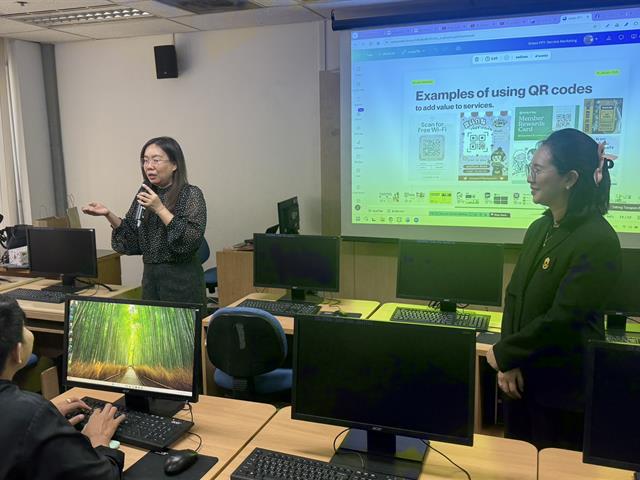 วิทยาลัยการจัดการ หลักสูตรบริหารธุรกิจมหาบัณฑิค จัดบรรยาย หัวข้อ การตลาดสินค้าบริการ  และ Workshop: การออกแบบและสร้าง QR Code เพื่อเพิ่มมูลค่าบริการ