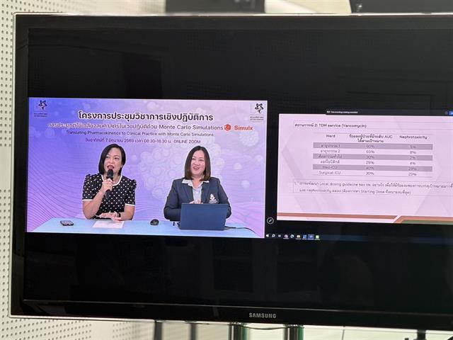 โครงการประชุมวิชาการเชิงปฏิบัติการ การประยุกต์ใช้เภสัชจลนศาสตร์ในเวชปฏิบัติด้วย Monte Carlo Simulations